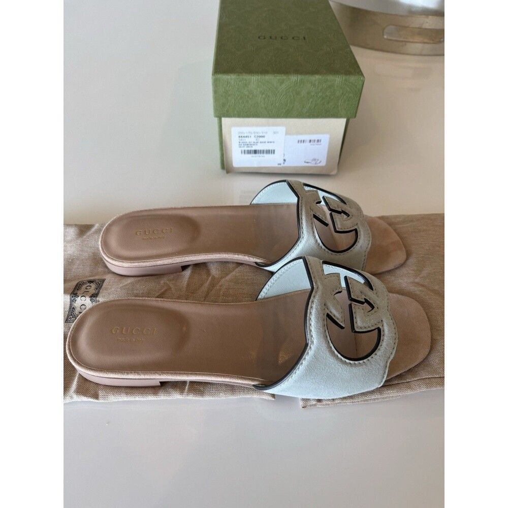 Gucci Women's Salvy Green Interlocking G Cut Out Sandals Size EU 40 Authentic - Picture 11 of 12